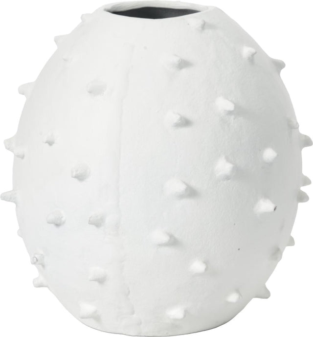 White Metal Vase with Bobbles