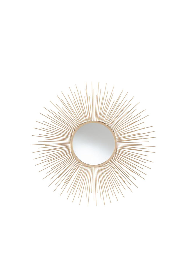 Gold Metal Starburst Design Round Wall Mirror