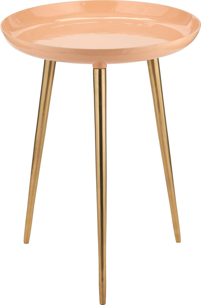 Seline Apricot Enamel and Gold Metal Side Table