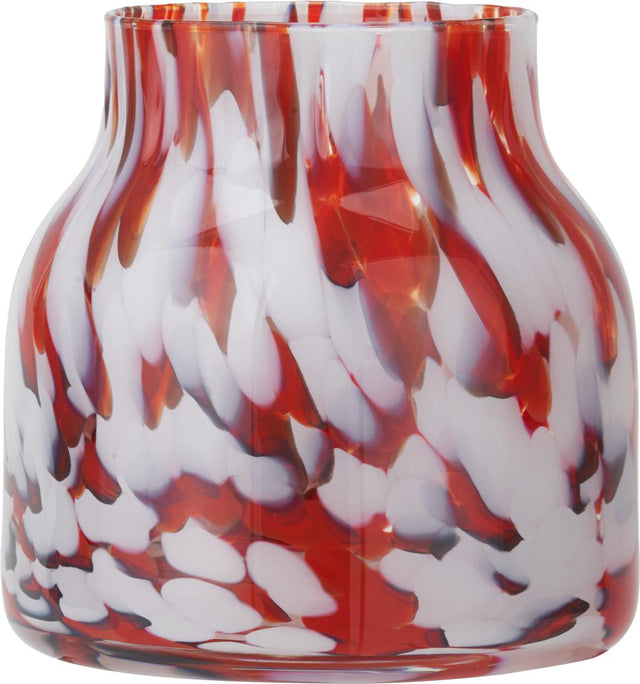 Red and White Tortoiseshell Glass Vase