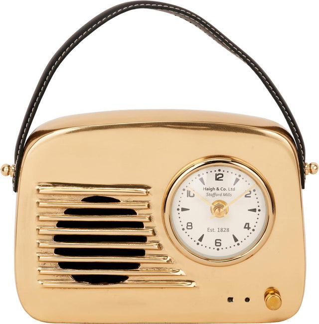 Gold Metal Retro Radio Style Table Clock