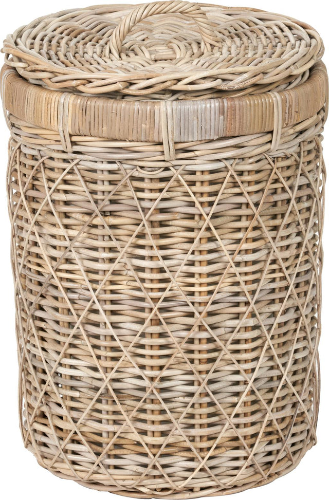 Brown Rattan Round Linen Basket