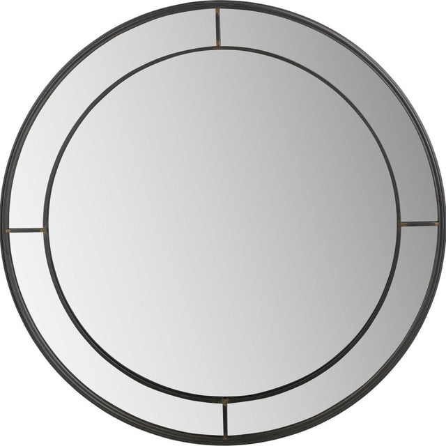 Antique Bronze Metal Round Wall Mirror Large