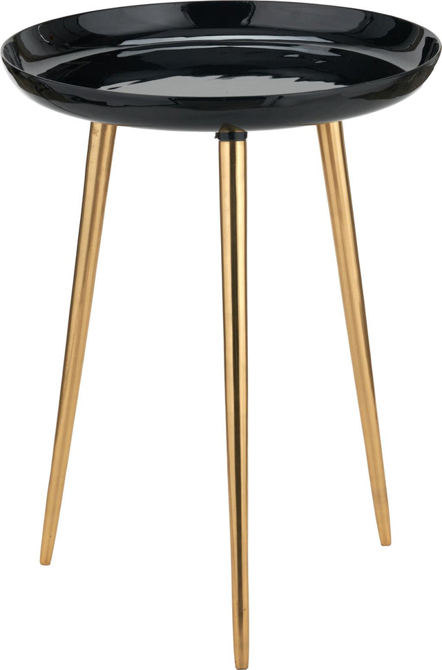 Seline Black Enamel and Gold Metal Side Table