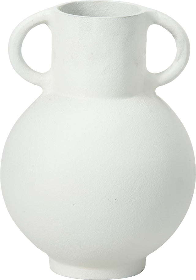 White Metal Vase with Handles