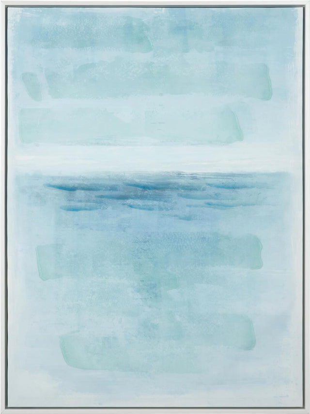 Blues Abstract Canvas with White Frame