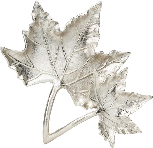 Silver Metal Dual Oak Leaf Bowl