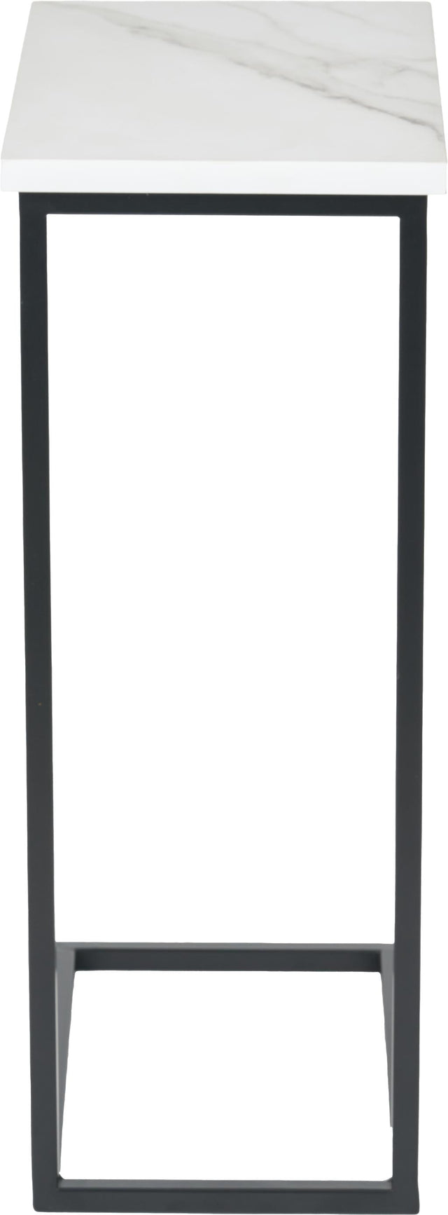 Soho White Marble Veneer and Black Metal Supper Side Table