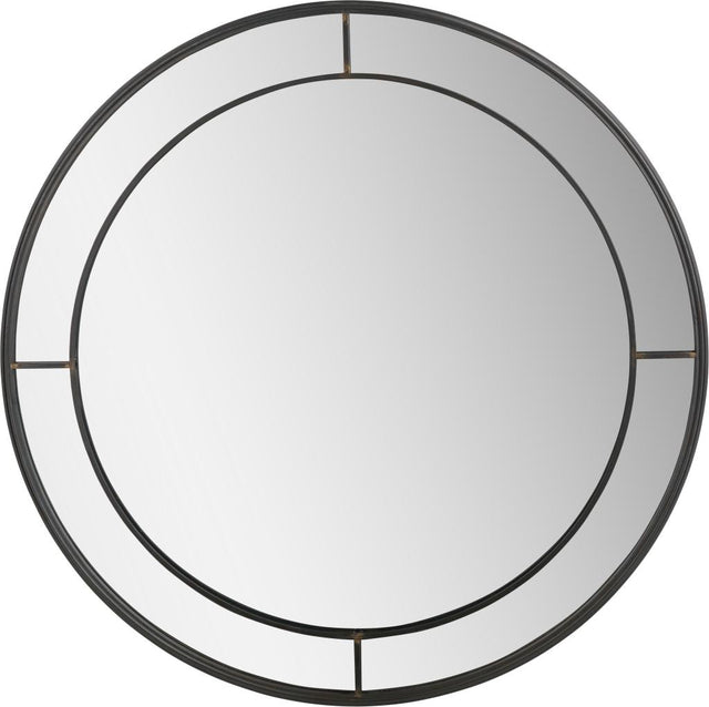 Antique Bronze Metal Round Wall Mirror