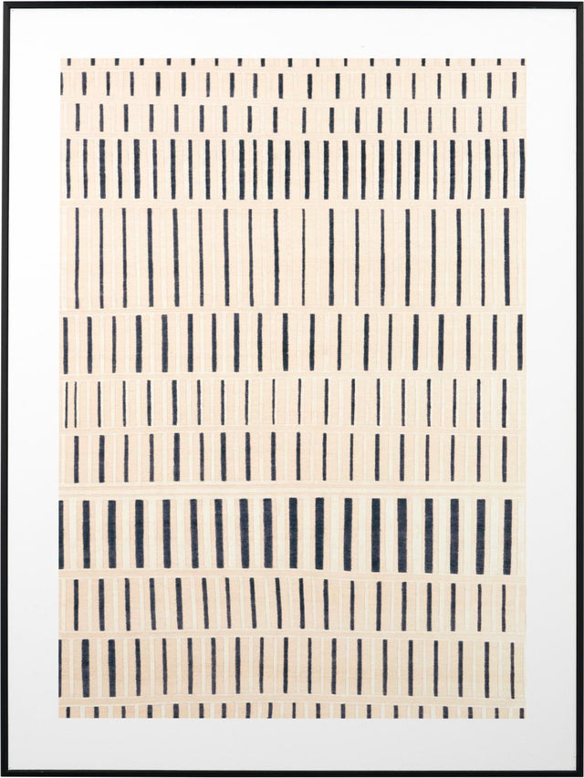 Natural Canvas with Black Stripe Pattern and Black Frame