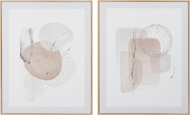 S/2 Natural Abstract Canvases with Natural Frame