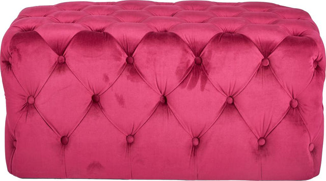 Seraphina Raspberry Velvet Buttoned Rectangular Ottoman