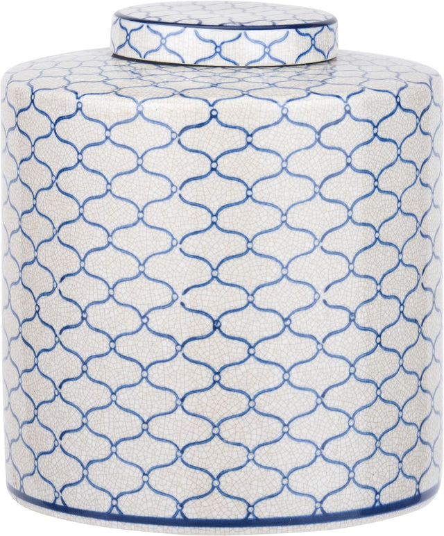 Demetri Grey and Blue Ceramic Lidded Ginger Jar