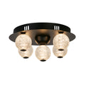 Asteroid LED Flush, Black Metal with Clear Acrylic Balls