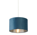 Drum Shade - Teal Velvet with Silver Inner Dia.28cm