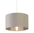 Drum Shade - Light Grey Velvet with Silver Inner Dia.38cm
