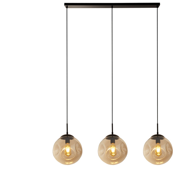 Punch 3Lt Bar Pendant- Black Metal & Champagne Punched Glass