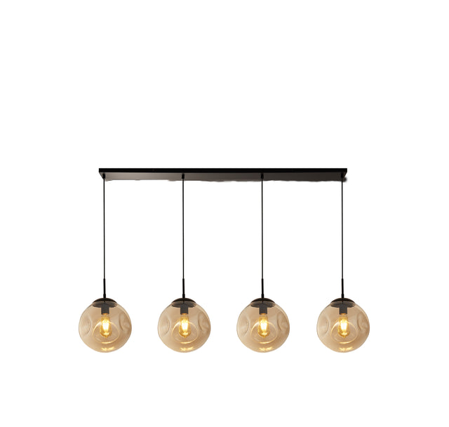 Punch 4Lt Bar Pendant- Black Metal & Champagne Punched Glass