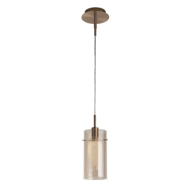 Duo III Pendant - Bronze Metal & Champagne Glass