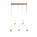 Rocky 5Lt Bar Pendant, Satin Brass Metal  & Glass