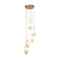 Rocky 5Lt Multi Drop  Pendant, Satin Brass Metal  & Glass