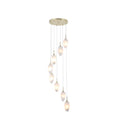 Rocky 8Lt Multi Drop Pendant, Satin Brass Metal  & Glass