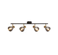 Westminster 4Lt Spot-Black, Satin Brass Metal & Smoked Glass