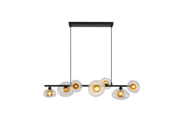 Sunbeam 7lt Pendant, Clear and Amber Ribbed Glass