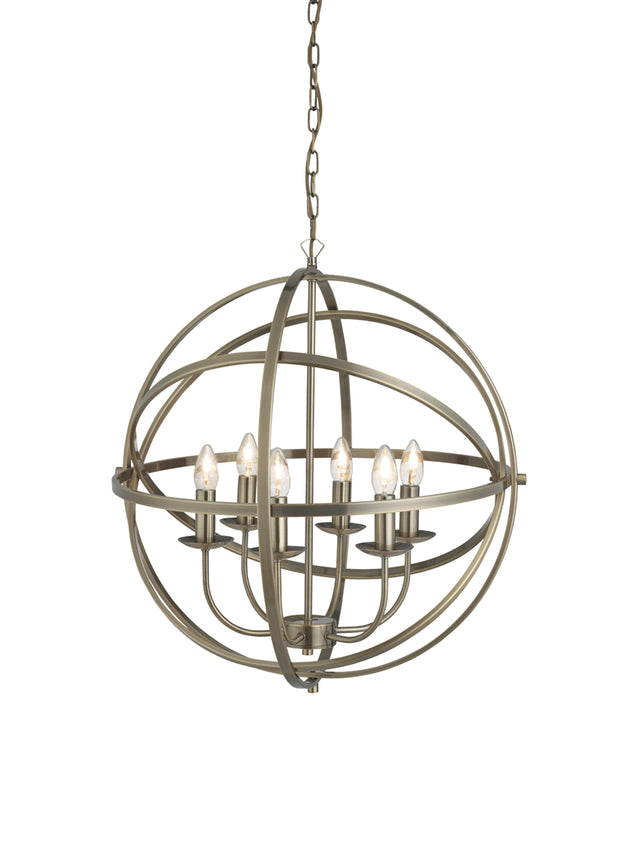 Orbit 6Lt Pendant - Antique Brass Metal