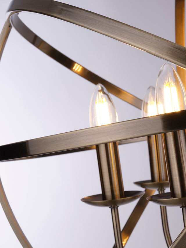 Orbit 6Lt Pendant  - Antique Brass Metal