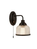 Highworth Wall Light- Matt Black Metal,Holophane Style Glass