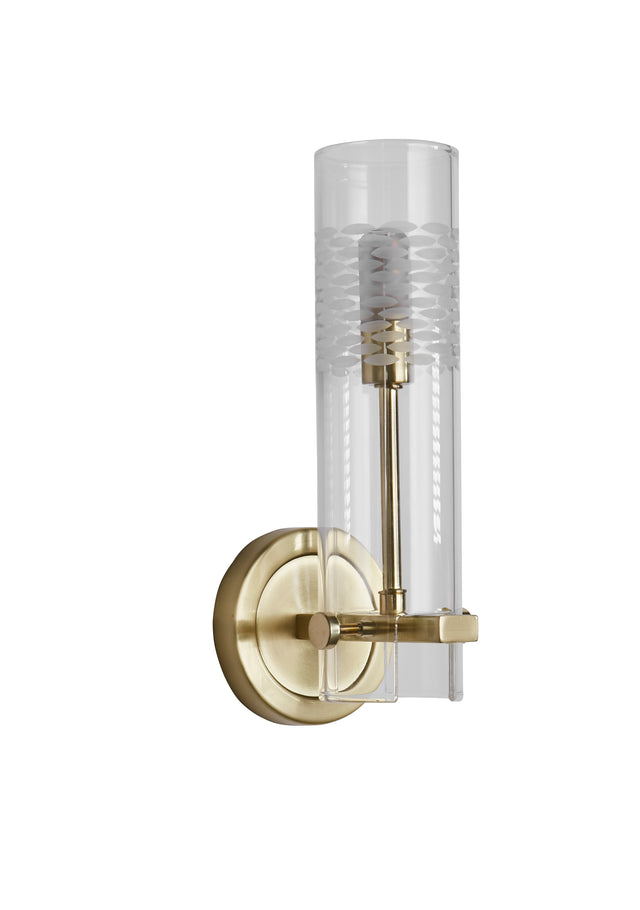 Scope Bathroom Wall Light - Satin Brass & Clear Etched Glass