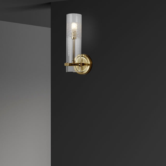 Scope Bathroom Wall Light - Satin Brass & Clear Etched Glass