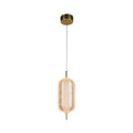 Capsule LED Pendant, Satin Brass Metal and Acrylic Shade