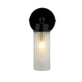 Imperial 1Lt Wall Light, Matt Black Metal & Clear Ribbed Gla