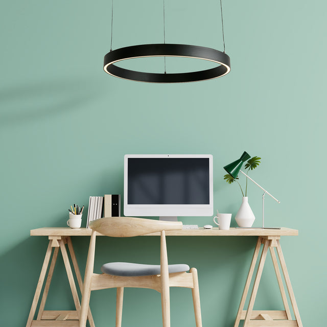 Layla Gesture Control Pendant - Black Metal & Opal Acrylic