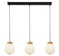 Ella 3Lt Pendant - Black Metal & Opal Ribbed Glass