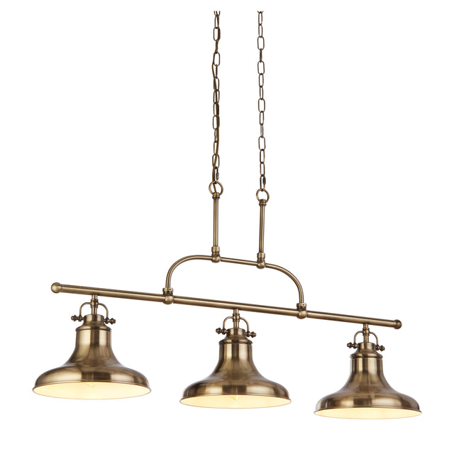 Dallas 3Lt Bar Pendant - Antique Brass Metal