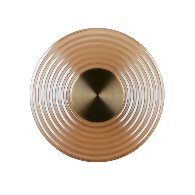 Cleo LED Wall Light, Antique Brass Metal with Amber Glass