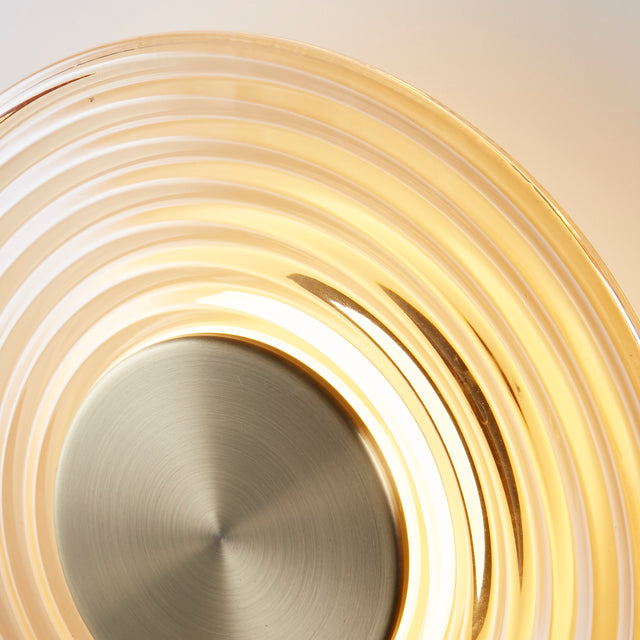 Cleo LED Wall Light, Antique Brass Metal with Amber Glass