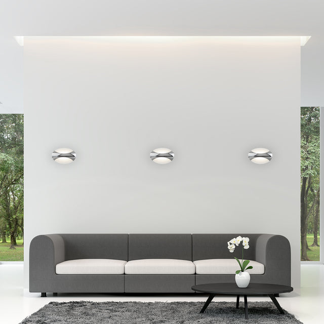 Glow LED Wall Light Oval - Chrome/Sand White