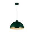 Mars 1LT Pendant, Matt Green Metal & Cream Inner 25cm