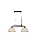 Highworth 2Lt Pendant - Black Metal & Holophane Style Glass