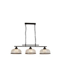 Highworth 3Lt Pendant - Black Metal & Holophane Style Glass