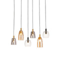 Divine 6Lt Multi-Drop Pendant - Black Metal & Coloured Glass