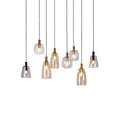 Divine 8Lt Multi-Drop Pendant - Black Metal & Coloured Glass