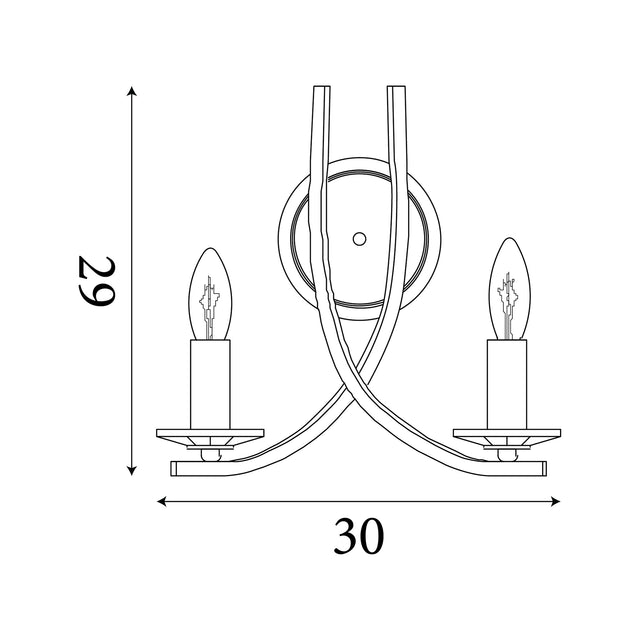 Ascona 2Lt Wall Light, Satin Brass Metal & Glass