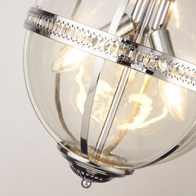 Coronet 3Lt Pendant - Chrome Metal & Glass