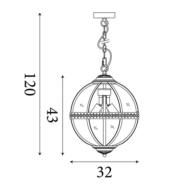 Coronet 3Lt Pendant - Chrome Metal & Glass