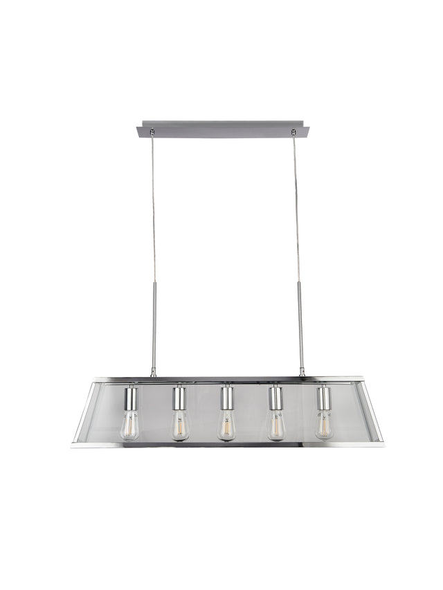 Voyager 5Lt Bar Pendant - Chrome Metal & Glass